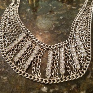Rhinestone & Silvertone Choker NICE